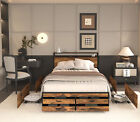 Full Size Bed Frame With 8 Storage Drawers  Led Headboard With Charging Station