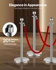 4 Pcs Silver Stanchion Post 2 Red Velvet Ropes Sand Injection Hollow Base