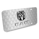 Ram 2019 3d Dual Logo On Logo Pattern Brushed Aluminum License Plate