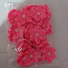 24pcs 2 5    Satin Ribbon Pink Flower Rhinestone  Applique Craft Diy Wedding Hair