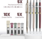Mechanical Pencil Set With Leads And Eraser Refills  5 Sizes - 0 3  0 5  0 7  0 