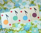Vintage Ed-u-card Colorful Music Notes  Set Of 4  Card Magic