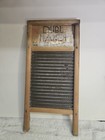 Vintage Dubl Handi Washboard Columbus Washboard Co  Wood   Tin Travel Size 18 