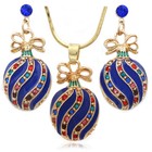 Christmas Ornament Charm Earrings Pendant Necklace Holiday Jewelry Set Gift Box