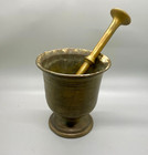 Antique Vintage Heavy Solid Brass Apothecary Mortar W  Double Ended Pestle