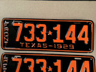 Vintage 1929 Texas License Plate Set Very Nicely Restored High Quality 733 144