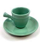  3  Fiesta Stick Ring Handle Demitasse Cup   Saucer White  Sea Mist  Scarlet Red