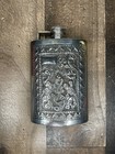 Vintage Embossed Sterling Silver Hip Flask  194g