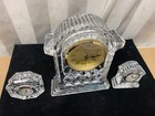 Waterford Lismore 3 Piece Crystal Glass Desk Clock Quartz 7  Made In Japan