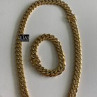 Brand New 14k Yellow Gold Cuban Link Chain Necklace And Bracelet Set