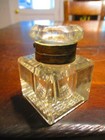 Antique Lead Crystal Glass Hinged Ink Well No Issues 2 25    Tall