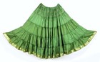     New Gypsy Boho Long Hippie Dance Skirt Bohemian Tiered 10 Yard Sari Gold Green