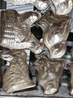 Antique Vtg Easter Themed Cast Metal Chocolate Candy Mold Hinged 24 Cavities 2 