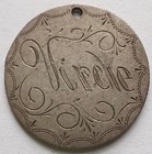 1891 Seated Liberty Dime Love Token  virdie  Silver Holed Coin