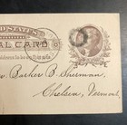 Antique 1890-us Stamped Postal Card Ux8-rare Purple Chelsea  Vermont Cancel