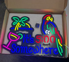 Led Neon    it   s 5 O   clock Somewhere    Parrot Sign Tropical Bar Light Wall Decor