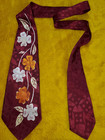 1940s 1950s Vintage   Hand Painted   Wilcrest Mens Tie   Red Orange Floral   48 
