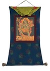 Kali Mahakali Hand-painted Tibetan Thangka Oil Varnished With Cotton Brocade