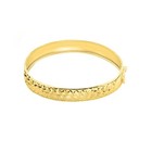 Savlano 925 Sterling Silver 12mm Diamond Cut Bangle Bracelet - 14k Gold Plate   