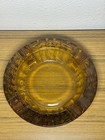 Vintage Amber Gold Glass Footed Round Ashtray 6 3 4    Diameter Cigar Cigarette