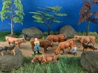 Elastolin Lot Of 10 Animal   Farmer Figures Hand-painted Plastic Vintage Germany