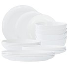Lily Bone China Dinnerware Set 16 Pieces Service For 4 White Plates Dishes Bowls