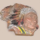 Vintage Usa Indian Chief Figurine Bust With A Colorful Design Resin