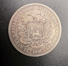 Venezuela 1921 5 Bolivares Silver Coin Y-24 2