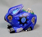 Signed Roberta Angeles Hand Painted Folk Art Wood Bunny Rabbit Mexico Figurine