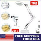 10x Magnifying Glass Desk Light Magnifier Led Lamp Reading Lamp With Base Clamp