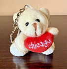I Love Chicago Stuffed Teddy Bear Heart Keychain Small Soft Cream Brown Red