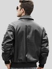 Men Black Leather Jacket Luftwaffe Airforce Pilot Flight Flying Aviation Bomber
