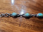 Sterling Silver     Turquoise  Southwestern 5 Stone Adj Link Bracelet  925  7 5 