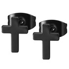 2pcs Charm Cross Polished Stainless Steel Ear Stud Earrings For Men Women 8-12mm