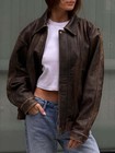80s Oversize A2 Military Vintage Style Distressed Brown Real Leather Jacket