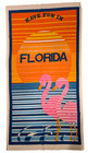 2 Vintage Souvenir Beach Towels Have Fun In Florida Pink Flamingos  Ocean Sunset