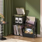 Lelelinky Black End Table record Player Stand With Vinyl Storage 3 Tier Side    