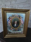 Antique 19thc Hand Paint  Portrait Of Moliere Sevres Porcelain Rare Plaque Frame