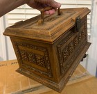 Vintage Mixed Sewing Kit Stocked Sewing Supplies Faux Wood Chest Box Is Plastic