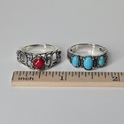 Carolyn Pollack Rings  size 7  Sterling Silver 925 Turquoise And Coral  pair 