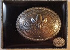 Crumrine Western Belt Buckle Antique Silver Tone Cowboy Till Death 38016