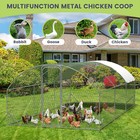 Metal Chicken Coop Walk-in Poultry Cage Hen Run House Outdoor 6 6 13 20 Ft