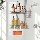 Over The Door Shower Caddy Hanging  Rustproof Shower Shelves With Silver 2-tier