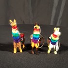 3 Colorful Handmade Peruvian Alpaca Llama Keychains Fully Dressed