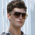 Mens Retro Aviator Classic Brown Tint Shades Gold Alloy Frame Beach Sunglasses