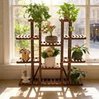 Large Multi Tier Solid Wood Flower Rack Garden Plant Stand Book Ladder Shelves