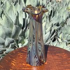 Rindskopf Corrugated Glass Vase Bohemian Art Nouveau Iridescent Swirled Antique