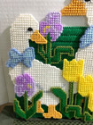 3-d Ducks geese W Tulips Needlepoint Scene Completed Finished Spring Decor Euc