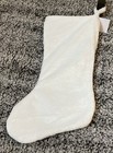 Christmas Holiday Stocking White Grey Puppy Dog Beret New 17 Inch New