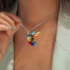 Colorful Hummingbird Necklace  2d Hummingbird Necklace  Bird Necklace  Hummin   